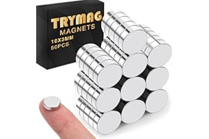 TRYMAG Small 10x3mm 50Pcs Rare Earth Magnets, 50Pcs Tiny Round Fridge Magnets for Whiteboard, Refrigerator, DIY, Kitchen, Off