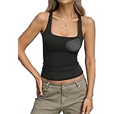 EasyGala Womens Padded Double Lined Tank Tops Square Neck Racerback Built in Bra Tops Sleeveless Fitted Summer Clothes