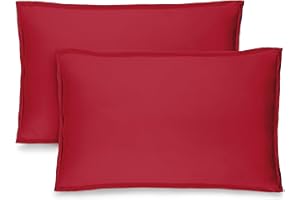 Bare Home Standard Pillow Sham Covers - Set of 2 - Premium 1800 Ultra-Soft Microfiber - Double Brushed - Bed Pillow Shams - Pillows Not Included (Set of 2, Red)