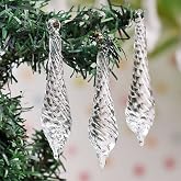 IndianShelf 20 Piece Clear Glass Icicle Drop Christmas Ornaments Tree D&eacute;cor | Handmade, Premium Solid Crystals, Ideal for Christmas Tree, Centerpiece and Chandelier, Catches Light and Reflection