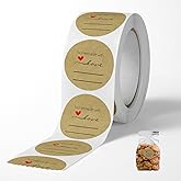 1000PCS Homemade with Love Stickers,1 Inch Small Round Kraft Baking Stickers Label Sticker for Baked Goods Packaging Jam, Jelly Jar Canning Bottles,Cookie Bags with Lines (Brown)