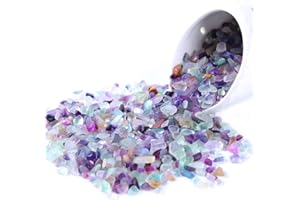 Kingyao Flourite Crystals 1 lb Tumbled Chips Crushed Quartz Crystal Stone Crystals and Healing Stones Reiki Chakra Stone Making Home Decoration (Flourite)