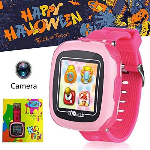 Kids Game Smartwatch with Camera Support Video Photography Sounds Record Pedometer Calculator Touch Screen Mini Talking Smart Watch Bracelet for Children (Pink)