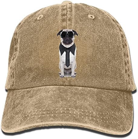 Pmaoutzl6468 Cool Looking Dog Tie and Big Fancy Black Sunglasses Funny Canine Anima Classic Cowboy Hat Headgear Natural