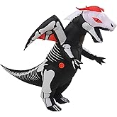 Aiwendish Inflatable Skeleton Dinosaur Costume for 8-10-12 Kids Halloween Blow Up Dragon with Wings T-Rex Cosplay Trex