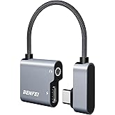 BENFEI USB C to Audio Jack Adapter with 60W Fast Charging, USB-C to 3.5mm Female Headphone Compatible with iPhone 15 Pro Max/