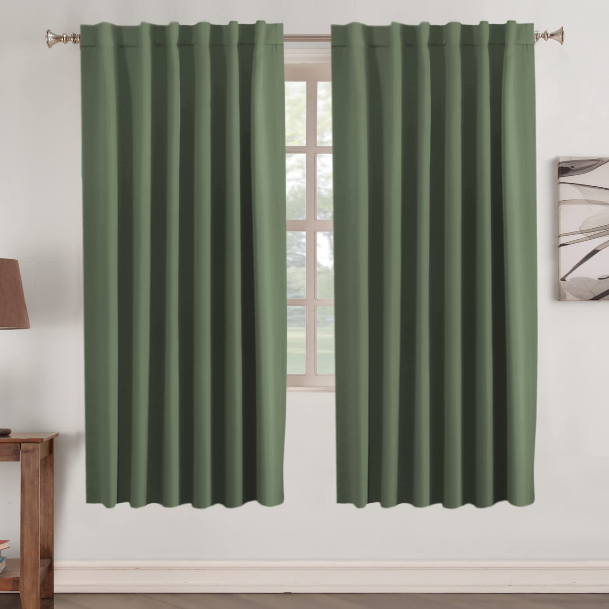 Photo 1 of Turquoize Blackout Curtains 72 Inch Length Rod Pocket Back Tab Blackout Curtains for Bedroom Insulated Curtains Room Darkening Window Treatments for Small Windows, 52" x 72", 2 Panels, Bronze Green