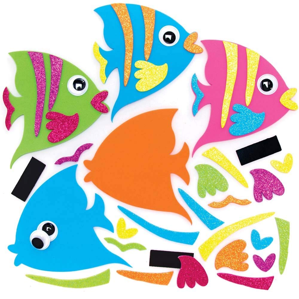 Baker Ross Kit, Tropical Fish Mix & Match Magnets for Kids - Pack of 8, Fridge Magnet for Children, Make Your Own Magnets Craft Kit