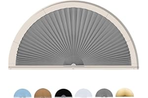 Jlong Arch Window Shade Half Circle Window Shade Paper Blinds for Windows Cordless Semicircular Blind No Drill Blinds for Windows Half-Round Shade Easy to Cut and Install for Home Living Room Bedroom