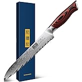 HOSHANHO Bread Knife,8 Inch Serrated Bread Knife Ultra Sharp Damascus Steel Bread Kitchen Knife, Professional Bread Knife for Homemade Bread