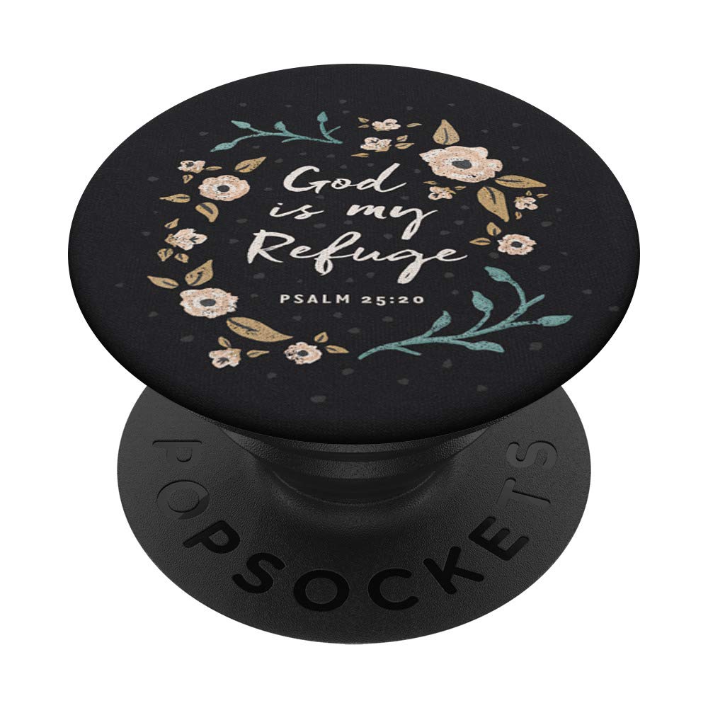 God is My Refuge Flower Pop sockets grip stand PopSockets PopGrip: Swappable Grip for Phones & Tablets