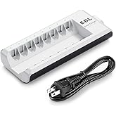 EBL AA AAA Battery Charger, 8-Bay Individual Charger for NiMH NiCD Rechargeable Batteries with AC Plug Fast Charging