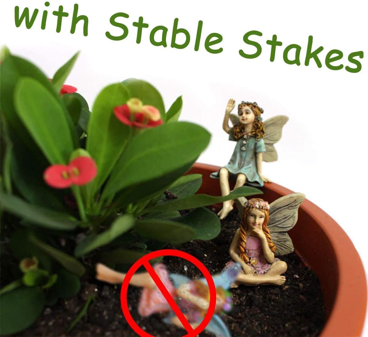 XILETU Miniature Fairies with Stable Stakes - 6 Different Fairies Patio Decor & Garden Ornaments Party Supplies Yard Stakes Decorative for Outdoor Christmas: Garden & Outdoor