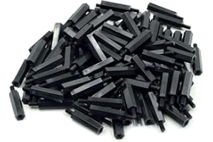 Hxchen 100Pcs M3 x 20mm + 6mm Male to Female Thread Nylon Plastic Hexagon Standoff Spacer Pillars Black