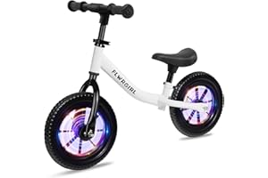 Flwrgirl Balance Bike 2 Year Old,Colorful Lighting Toddler Balance Bike 2 3 4 5 Year Old,Adjustable Height Toys for Ages 2-4 Boys Girls,12 Inch 2 3 4 Year Old Boy Girl Birthday Gift