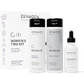 Zenagen Revolve Women's Trio Kit | For Fine Hair, 15.2 Fl Oz | 3-step plant-powered kit with shampoo, conditioner &amp; serum supports scalp care and visibly thicker, denser-looking hair