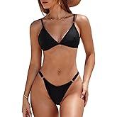 SWIMLANCE Womens Bikini Sets Two Piece Back Tie String Sexy V Neck Triangle Thong Cheeky Bathing Suit Swimsuit Swimwear