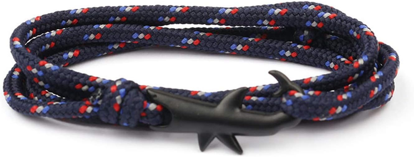 Weiss Why Nylon Rope Fashion Bracelet, Black Shark Clasp Charm Jewelry Men Women