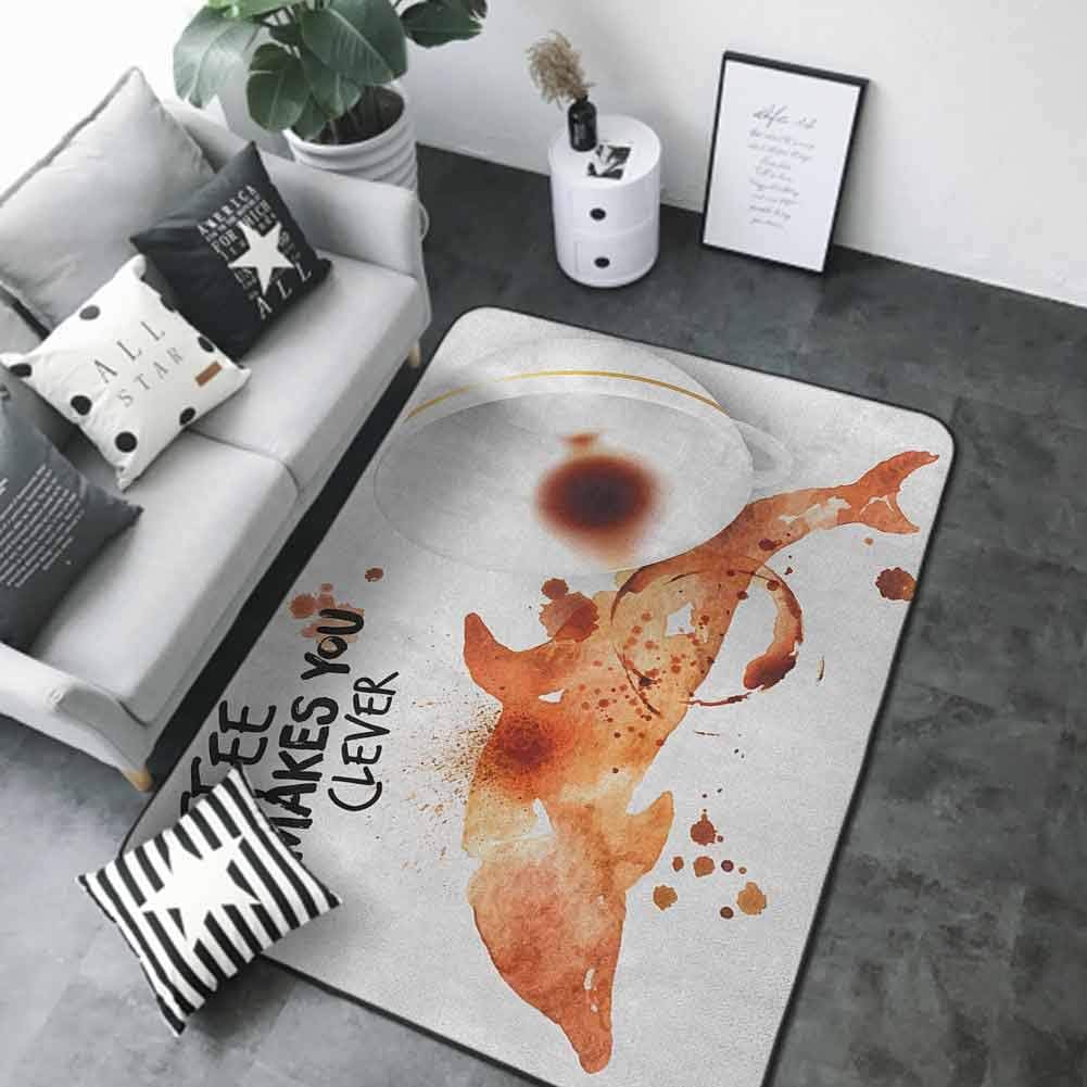 Bathroom Rug Kitchen Carpet Coffee Art,Get Smart Be Clever Drink Coffee Inspiration Espresso Cappuccino, Burnt Sienna Black White 36"x 60" Camping Rugs for Outside