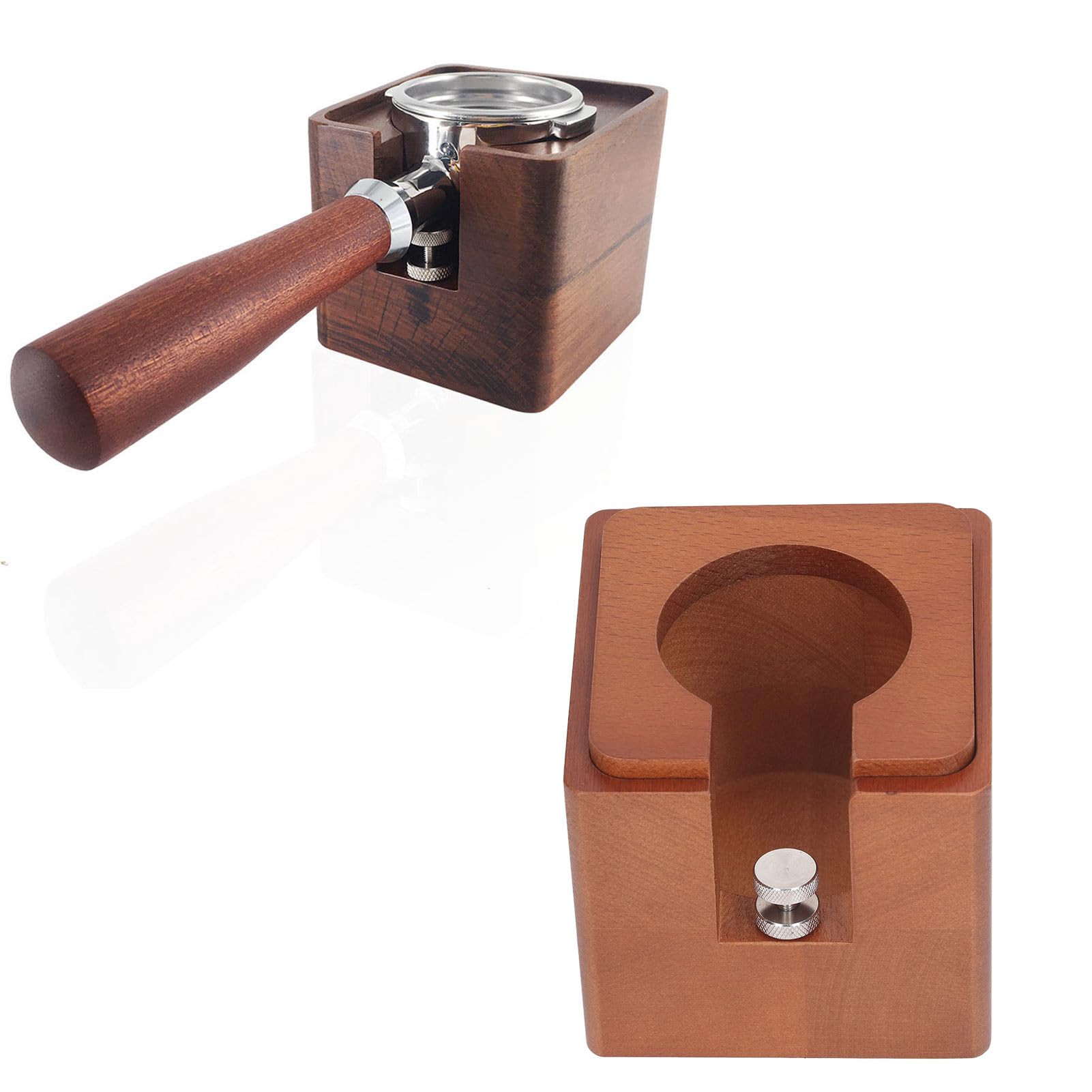 Tnfeeon Coffee Portafilter Holder Station Coffee Tamping Station Wood Coffee Portafilter Tamping Stand for 51mm 54mm 58mm