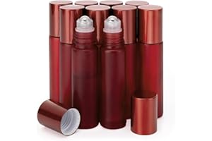 Kesell Empty Essential Oil Roller Bottles, 10 ml Glass Roll-on Bottles with Stainless Steel Roller Balls, Pack of 10