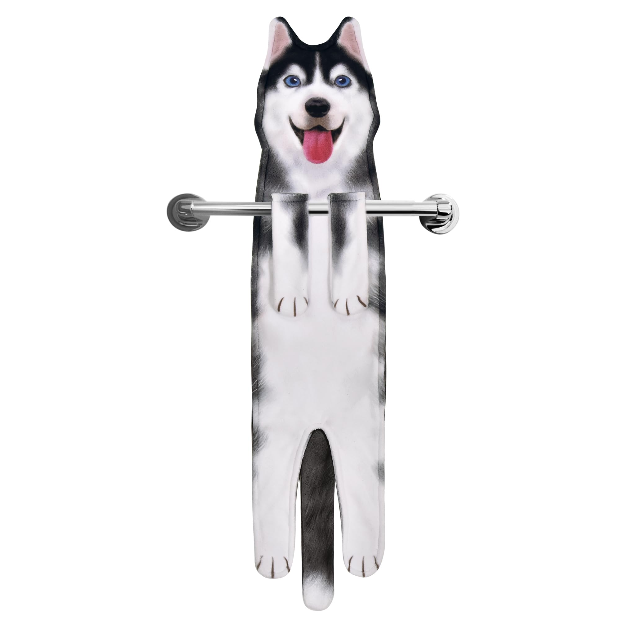 AGRIMONY Funny Dog Towels - Kawaii Decoration for Kitchen Bathroom - Personalised Gift Gadgets Housewarming Gift for Women Men Mum Dad Dog Owner - Husky