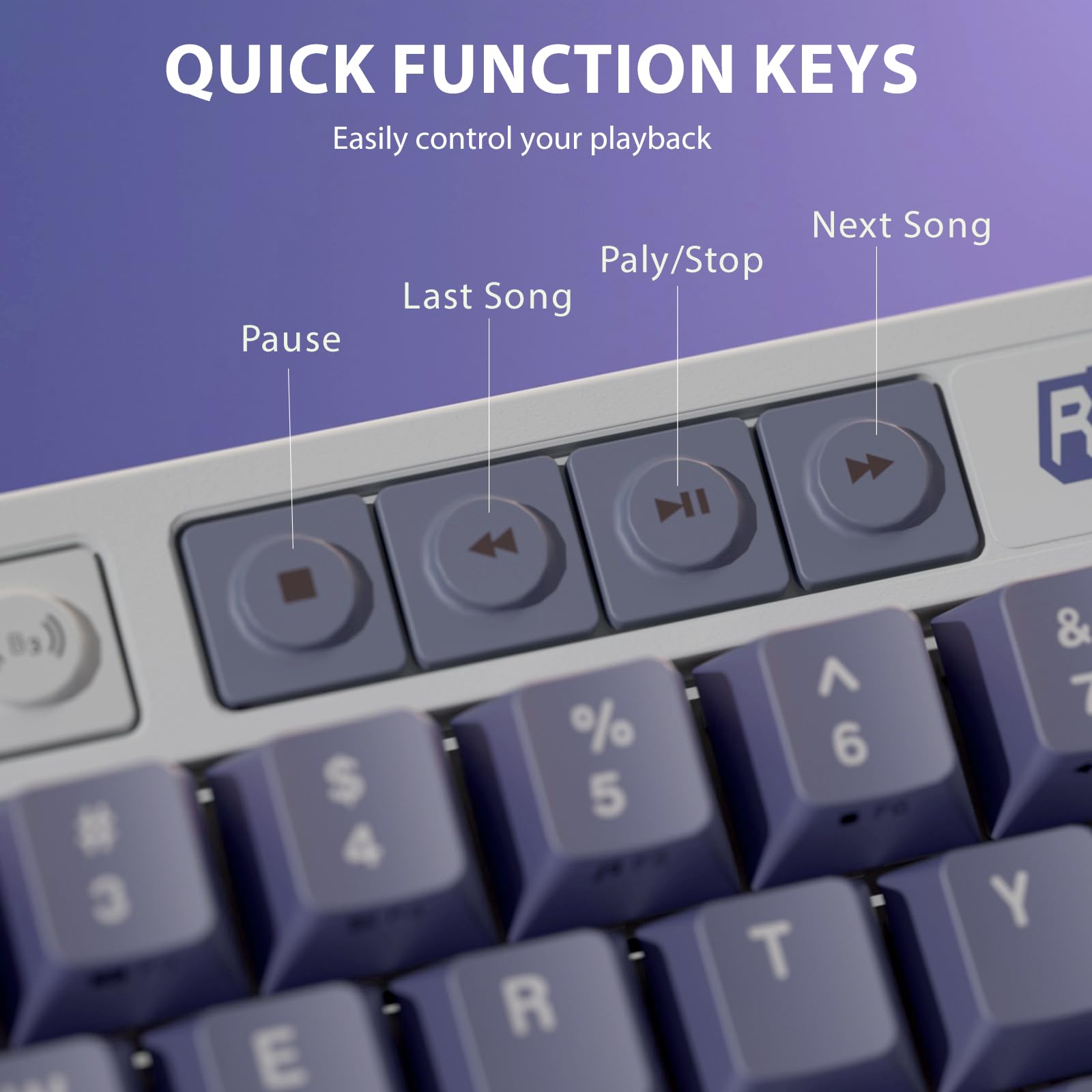 RK ROYAL KLUDGE M65 Wireless Mechanical Keyboard with Volume Knob, 60% Tri-Mode Gaming Keyboard 2.4G/BT/USB-C, Gasket Mount, Battery Display, PBT Keycaps, Hot-Swappable Cream Switch, Blue