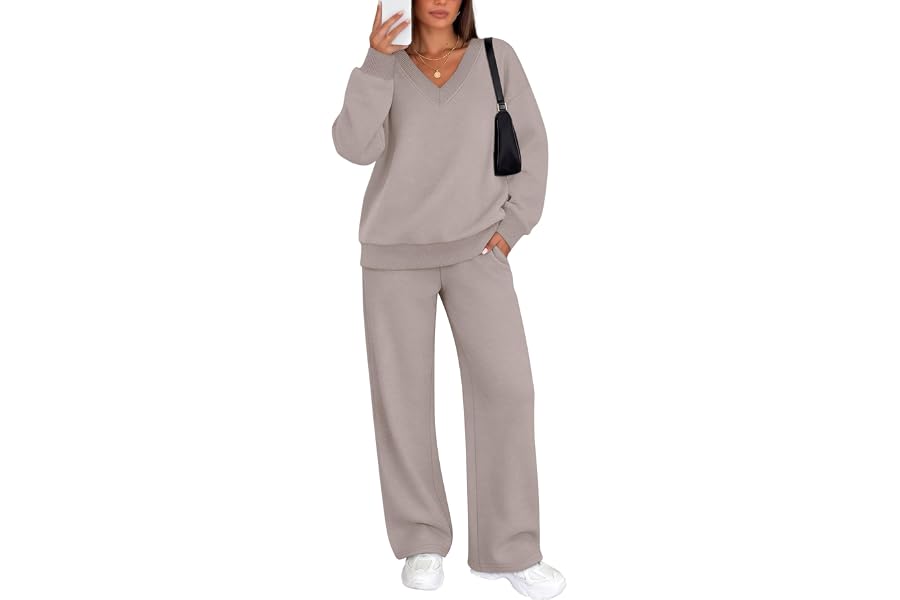 WIHOLL Sweatsuits Women 2 Piece Outfit Workout Sets Fall Fashion Clothing | Two piece matching lounge set, airport travel out