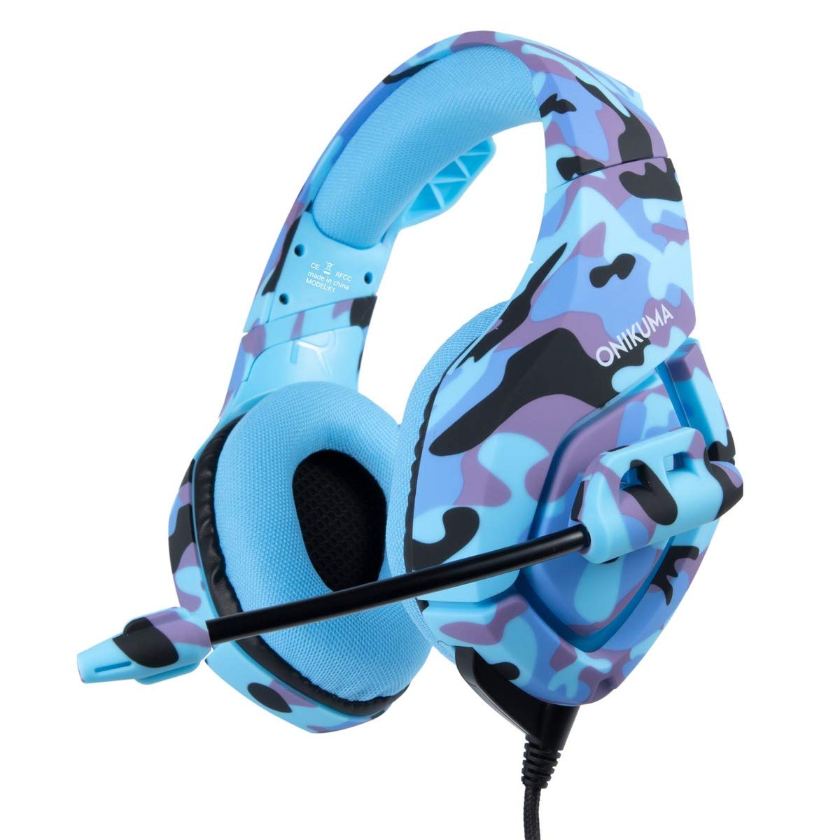 Gaming Headset with Microphone for PS4 PC New Xbox One PSP ONIKUMA K1 Gamer Headphones with Mic Noise Cancelling for Laptop, Mac, Smart Phones, Nintendo Switch (Blue Camouflage)