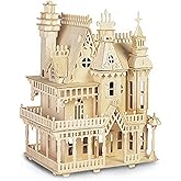 3D Wooden Puzzle DIY Craft Kits- Model Puzzle Assembly Model Kit and House Furniture Set-Fantasy Villa Birthday Gift, for Adu