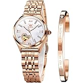OLEVS Watches for Women Automatic Ladies Watch Mechanical Leather Strap Self-Winding Diamond dial Waterproof