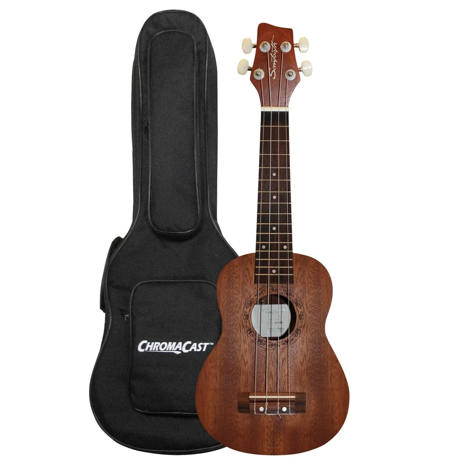 Sawtooth Mahogany Soprano Ukulele with Ukulele Quick Start Guide & ChromaCast Accessories