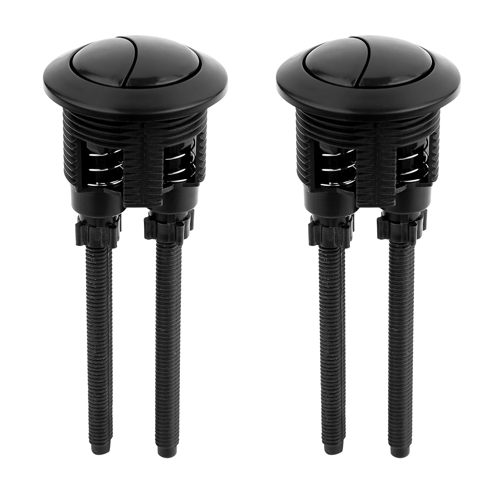 2PCS Toilet Push Button Flush Replacement, YTOOK Dual Toilet Flush Button Round Head Toilet Flush Button Replacement Accessories for Bathroom Toilet Water Tank Repair （Black）