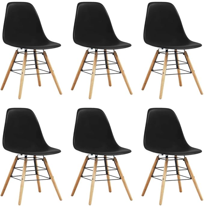 Festnight Scandinavian Dining Room Chairs 6 Pieces Black Plastic for Living Room, Bedroom