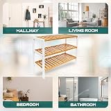 1ABOVE Bamboo Shoe Rack 3 Tier White Natural Plant Rack for Small Spaces view 6