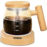 FOXNSK Self Stirring Mug, 400ML Self Stirring Coffee Mug Electric Mixing Mug High Borosilicate Glass Mixing Coffee Mug With 5