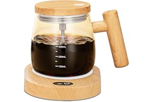 FOXNSK Self Stirring Mug, 400ML Self Stirring Coffee Mug Electric Mixing Mug High Borosilicate Glass Mixing Coffee Mug With 55° Constant Temperature Coaster Suitable for Coffee/Milk/Protein Powder