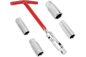 KEGGAEN 5pcs Spark Plug Wrench, T-Handle Spark Plug Socket Set Gap Tool Wire Sparks Plugs Removal Tool for Small Motor Vehicles, 5/8 Inch (16 mm) & 13/16 Inch (21 mm) Sparks Plugs Socket Tools for Lawn Mowers