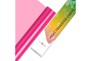 HTVRONT HTV Vinyl Rolls Heat Transfer Vinyl - 12" x 5ft Neon Pink HTV Vinyl for Shirts, Iron on Vinyl for All Cutter Machine - Easy to Cut & Weed for Heat Vinyl Design (Neon Pink)