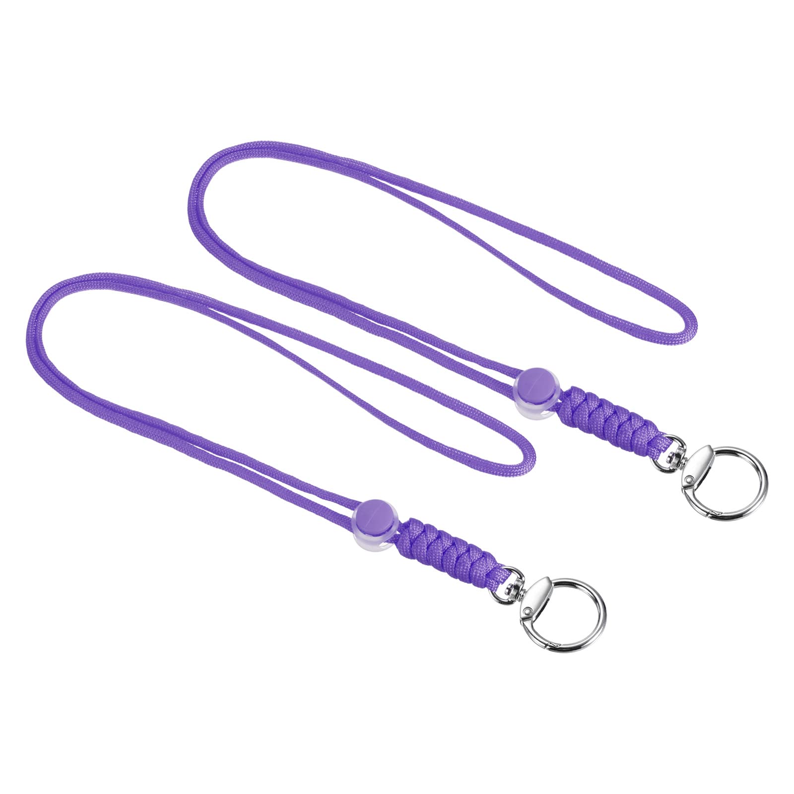 PATIKIL Paracord Lanyard with Clasp 19 Inch, 2 Pack Necklace Keychain Cord Metal Hook Strap for Keys Whistle ID Card Badge Holder, Purple