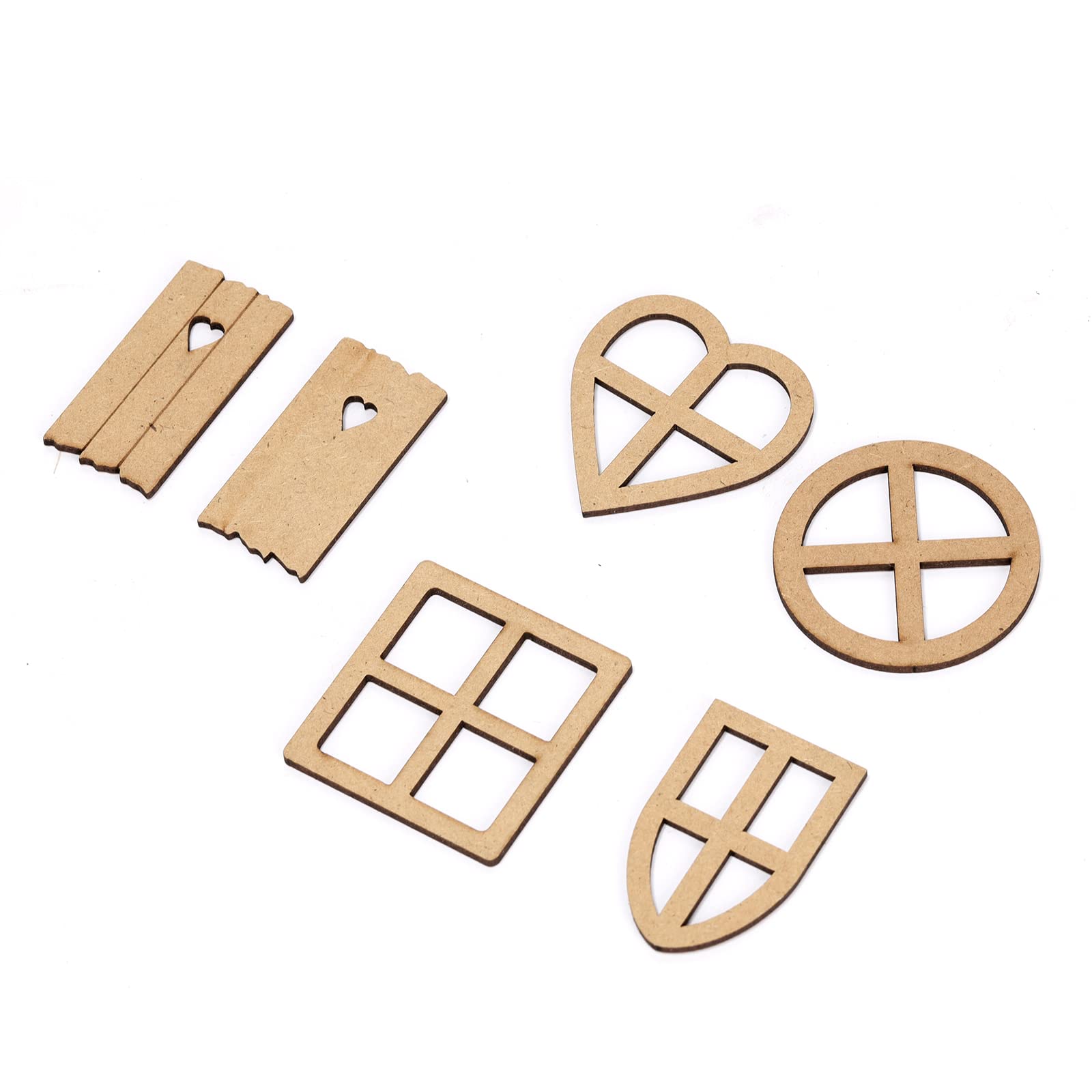 Ruimou 30Pcs Wooden Mini Window and Door Decorating Crafts for DIY Scrapbooking, Doll Houses, Creative Crafting,Coloring Doodles