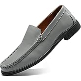 LUODENGLANG Men’s Loafers Casual Leather Slip-On Oxfords Driving Shoes Dress Soft Comfortable & Light-Weight Black