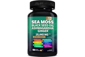 VEV Sea Moss, Black Seed Oil, Ashwagandha, Shilajit, Turmeric – Plant-Based Supplement – 60 Capsules