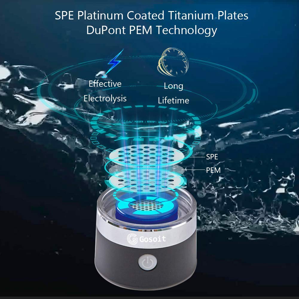 Hydrogen Water Bottle Generator with Beautiful LED Indicator,Content Up to PH of 7.5-9.0 Hydrogen Water Generator, Hydrogen Water Maker with SPE Membrane for Sports and Travel: Industrial & Scientific