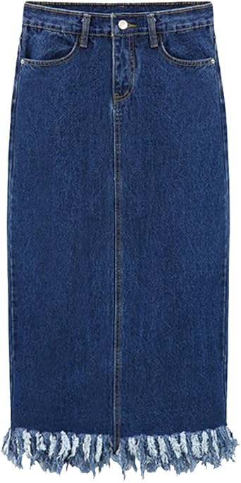 Jupe en jean taille haute longue Clearance