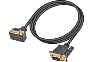 Poyiccot VGA to VGA Video Cable 1.5ft, 90 Degree VGA Cable, Up Angle VGA 15 Pin Male to Male Monitor Cable Support 1080P for 