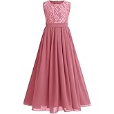 Flower Girl Dresses Junior Wedding Bridesmaid Prom Party Chiffon Floral Lace Flowy Maxi Princess Pageant Long Communion Gown