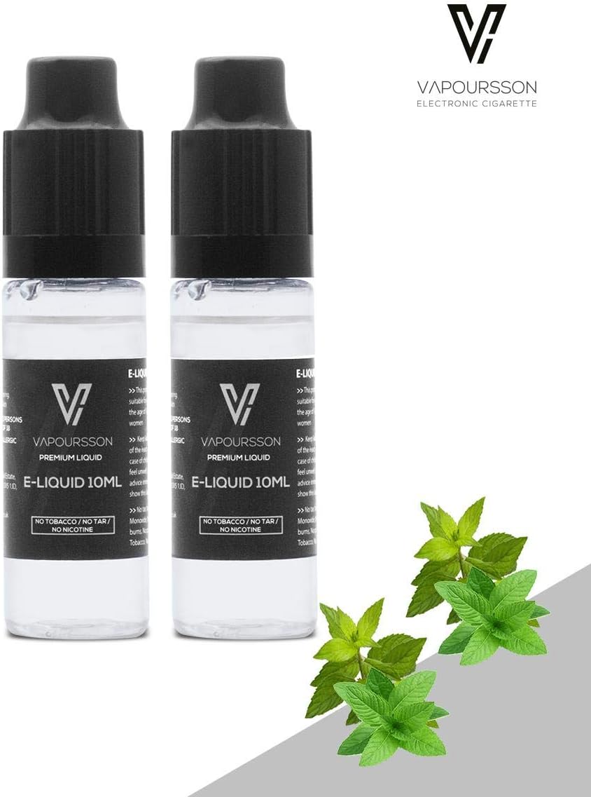 VAPOURSSON 2 X 10ml E-Liquid Double Mint 2 Pack New Formula to Create A Super Strong Flavour with Only High-Grade Ingredients Made for Electronic Cigarette and E Shisha Eliquid
