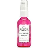 HERITAGE STORE Rosewater Facial Serum, 1% Hyaluronic Acid - Deep Hydration for Dry/Combination Skin Care - Minimizes Look of Fine Lines and Wrinkles, Adds a Natural Glow - Hypoallergenic, Vegan, 2oz