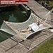 Hammock Quilted Fabric with Pillow Double Size Spreader Bar Heavy Duty (Beige Rope)